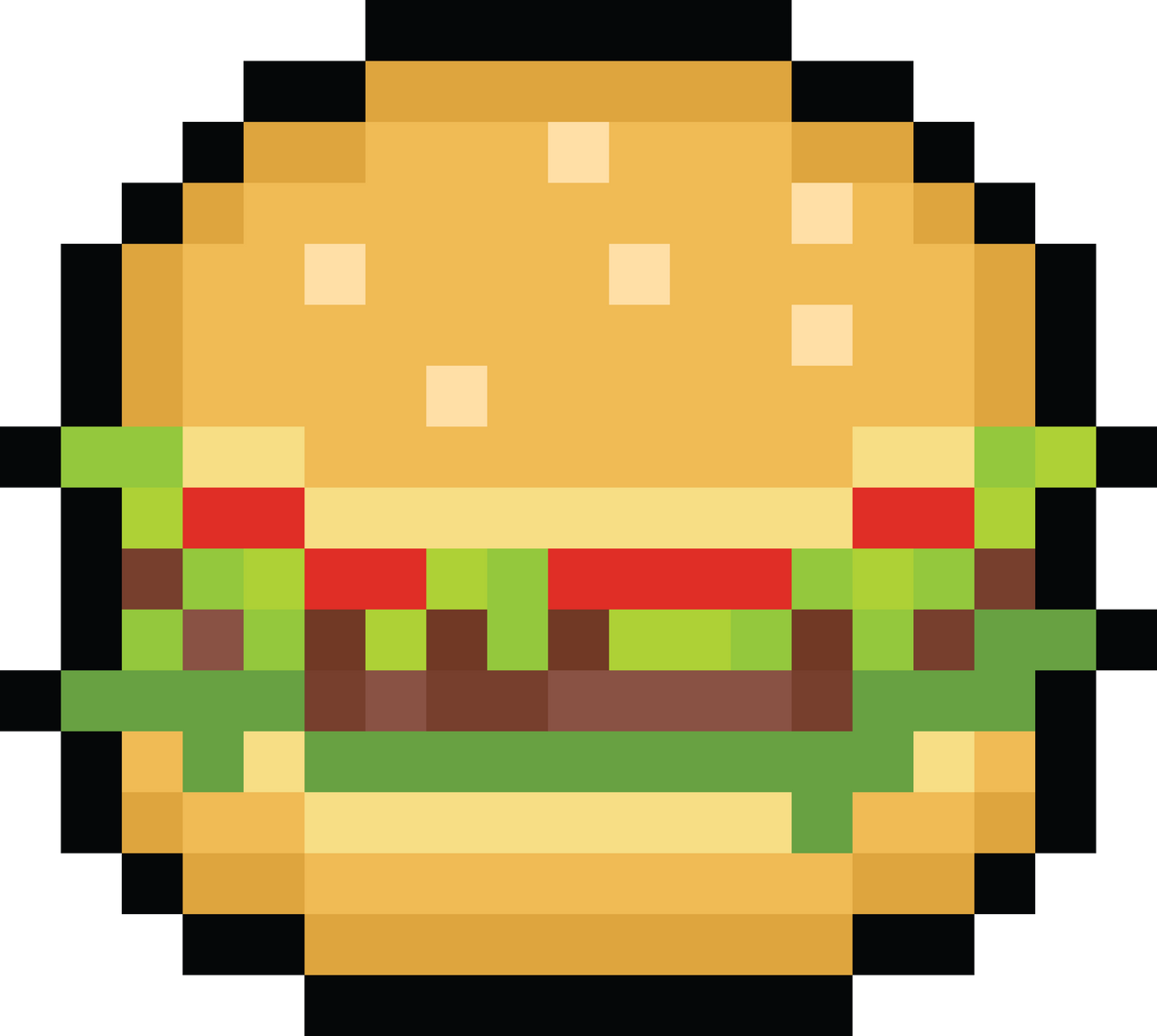 Pixel art cartoon hamburger icon